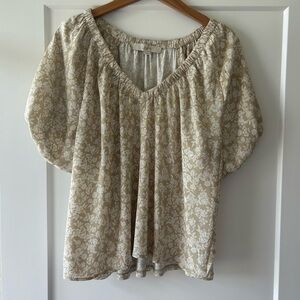 LOFT Beige Floral Blouse